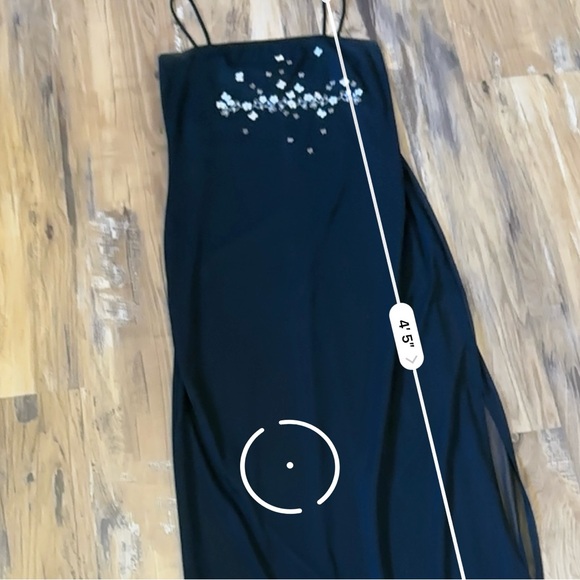 VTG 90s Black Mesh Layered Floral Embroidered Butterfly Square Neck Gown Dress - Picture 8 of 10